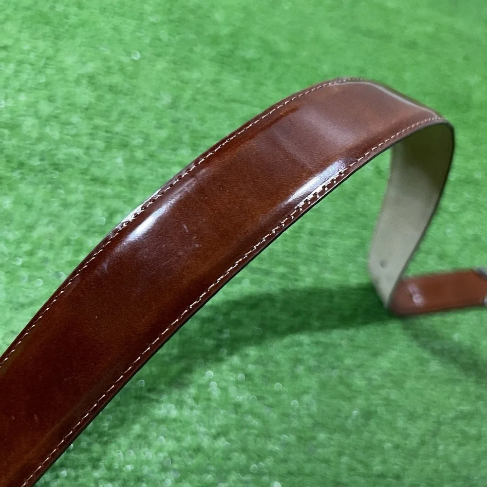Vintage‎ BRIGHTON Belt Women's SM Brown LEATHER 90s SILVER Brass Buckle 27